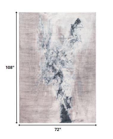 6’ x 9’ Sand Abstract Splash Modern Area Rug