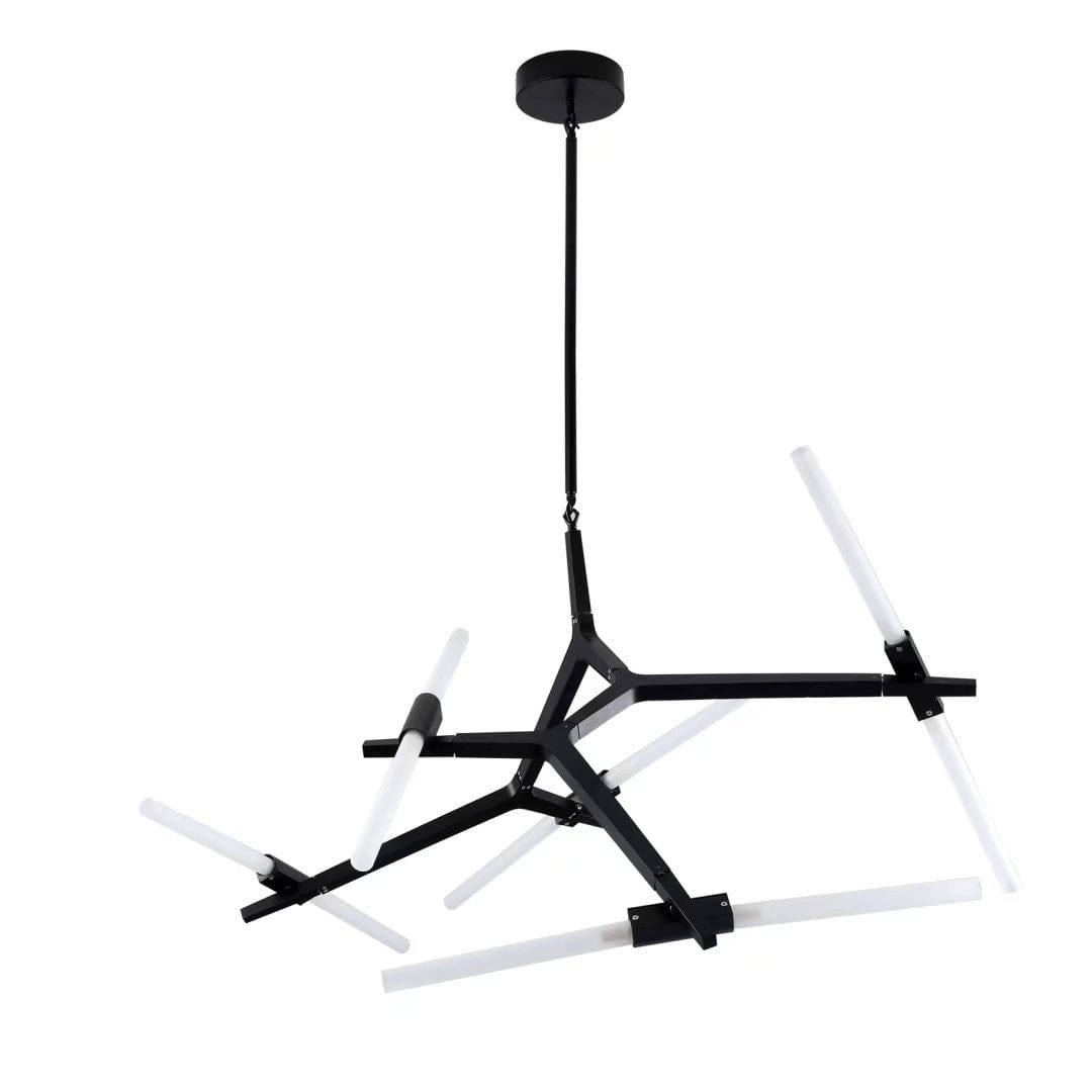 Asymmetric Black Metal Ten Light Modern Chandelier