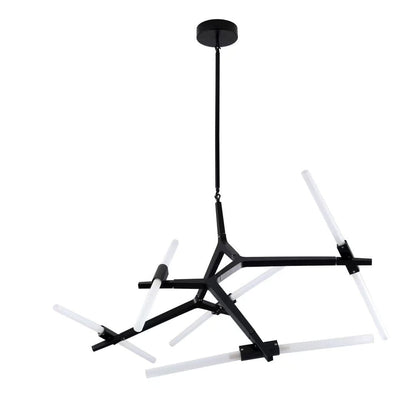 Asymmetric Black Metal Ten Light Modern Chandelier