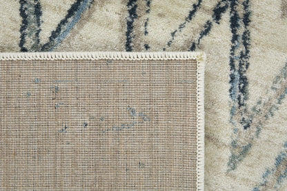 5’ x 8’ Beige Blue Distressed Chevron Area Rug