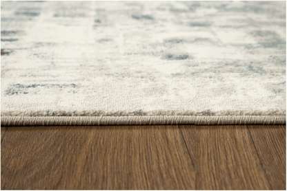 2’ x 8’ Beige Blue Abstract Tiles Distressed Runner Rug