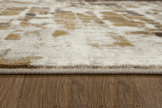 5’ x 8’ Brown Beige Abstract Tiles Distressed Area Rug