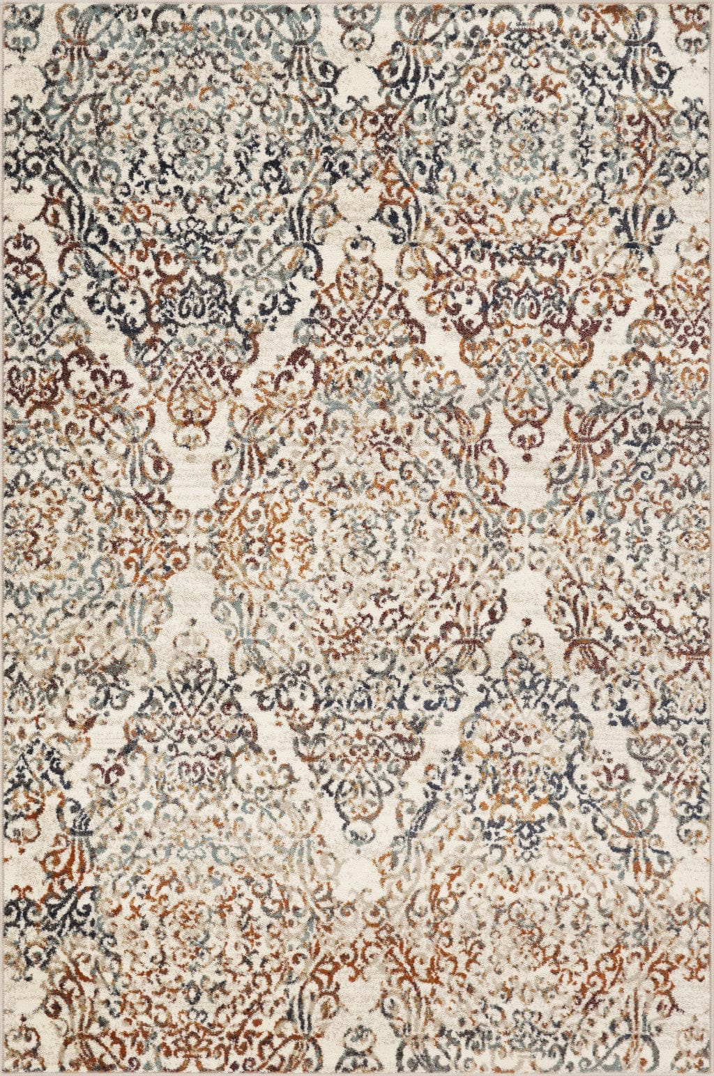 8’ x 11’ Ivory Brown Decorative Diamond Area Rug