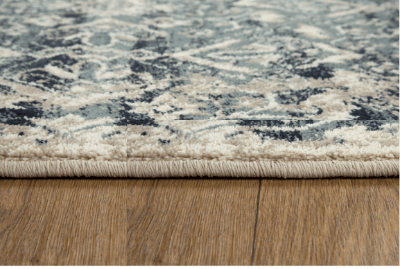 2’ x 8’ Beige Blue Distressed Diamonds Runner Rug