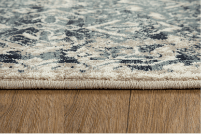 3’ x 5’ Beige Blue Distressed Diamonds Area Rug