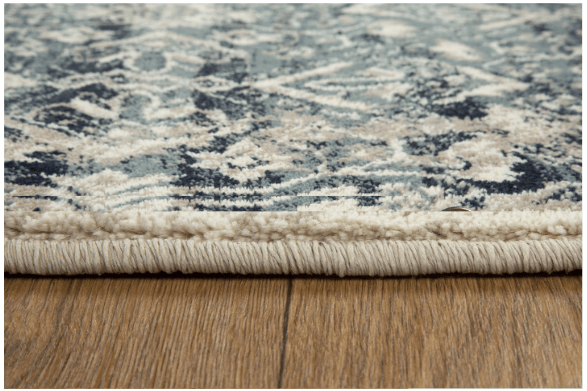 5’ x 8’ Beige Blue Distressed Diamonds Area Rug