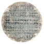 8’ Round Beige Blue Distressed Diamonds Area Rug