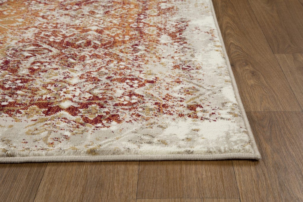 5’ x 8’ Rust Ivory Distressed Diamonds Area Rug