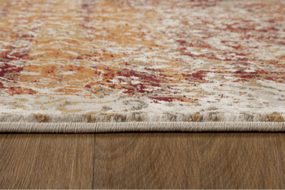 8’ Round Rust Ivory Distressed Diamonds Area Rug