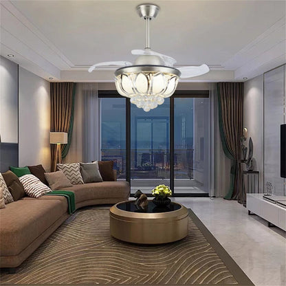 Stylish Crystal Chandelier Invisible Blade Ceiling Fan