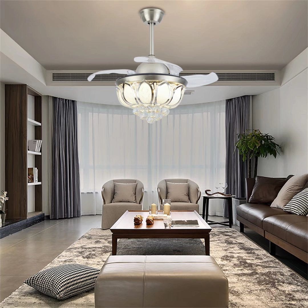 Stylish Crystal Chandelier Invisible Blade Ceiling Fan