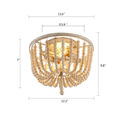 Bohemian Natural Wood Beaded Chandelier