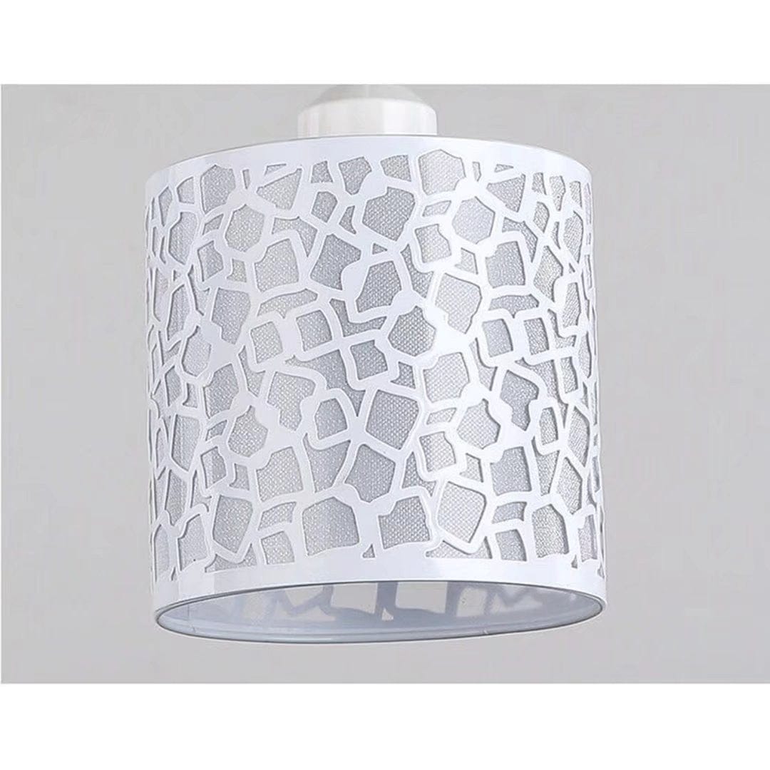 Silver Three Light Ceiling Lamp With Abstract Square Details