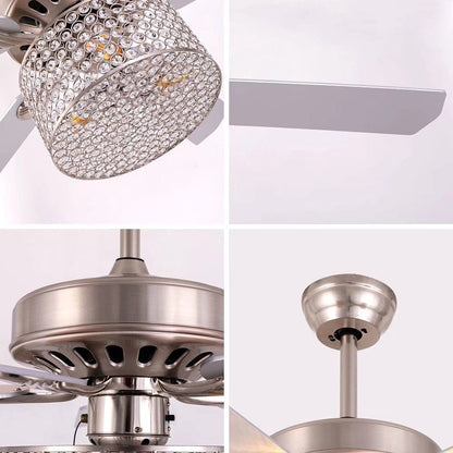 Elegant Silver Crystal Chandelier Ceiling Fan