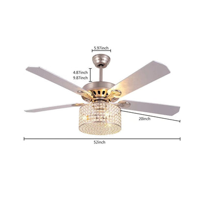 Elegant Silver Crystal Chandelier Ceiling Fan
