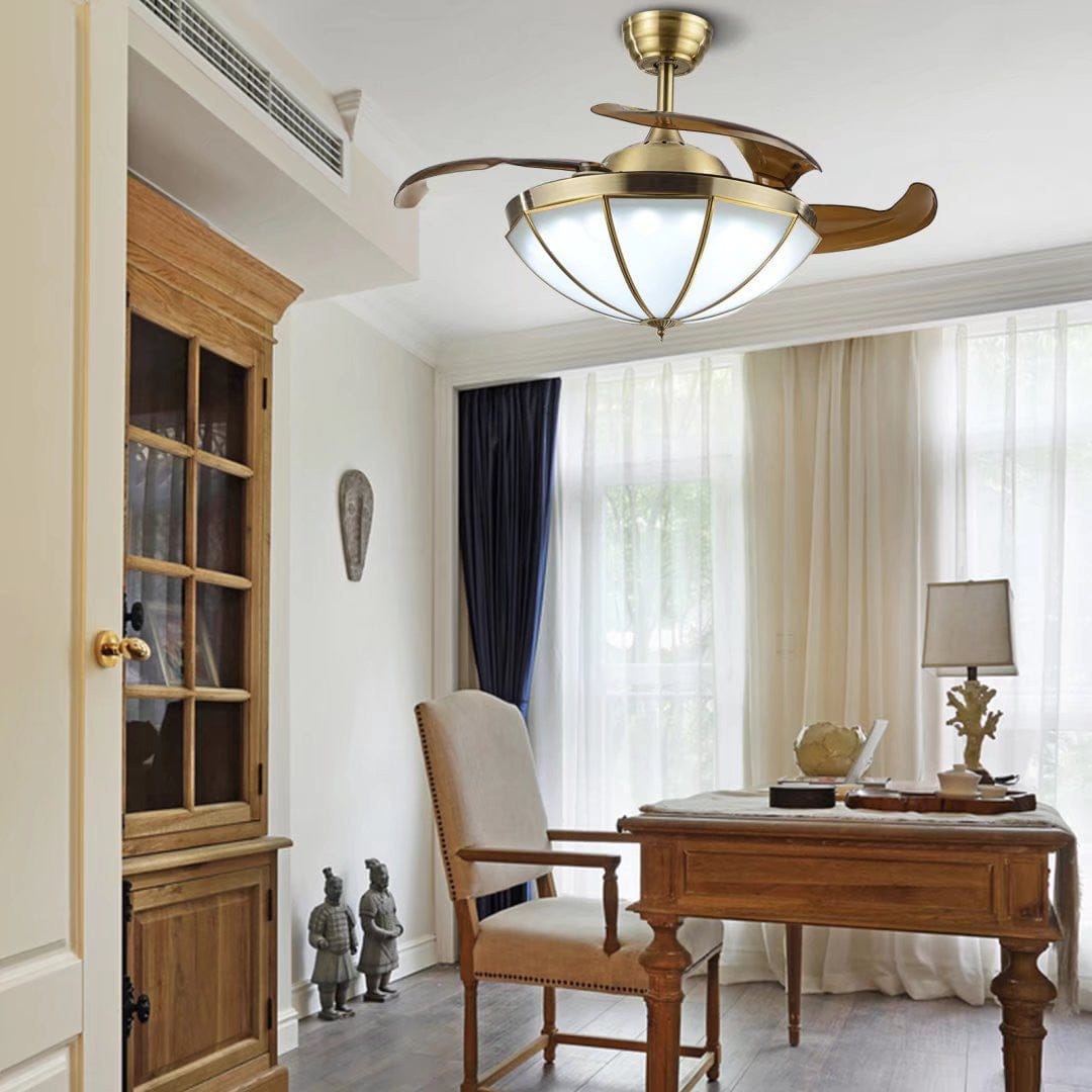 Classic Ceiling Lamp And Retractable Fan
