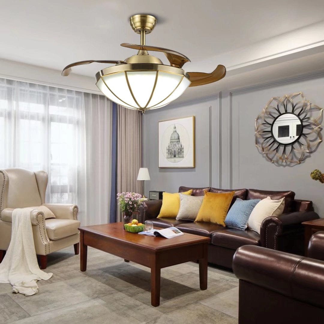 Classic Ceiling Lamp And Retractable Fan