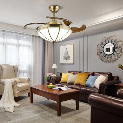 Classic Ceiling Lamp And Retractable Fan