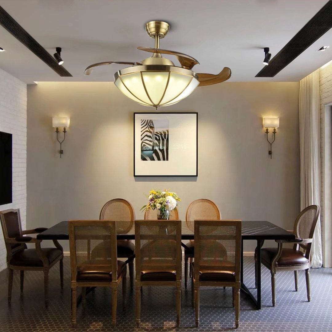 Classic Ceiling Lamp And Retractable Fan