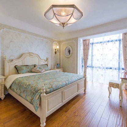 White and Gold Traditional Hexagon Ceiling Light Fixture