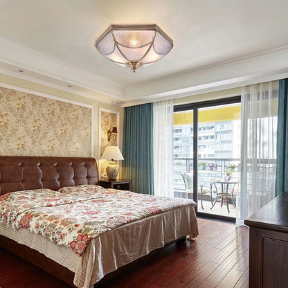 White and Gold Traditional Hexagon Ceiling Light Fixture