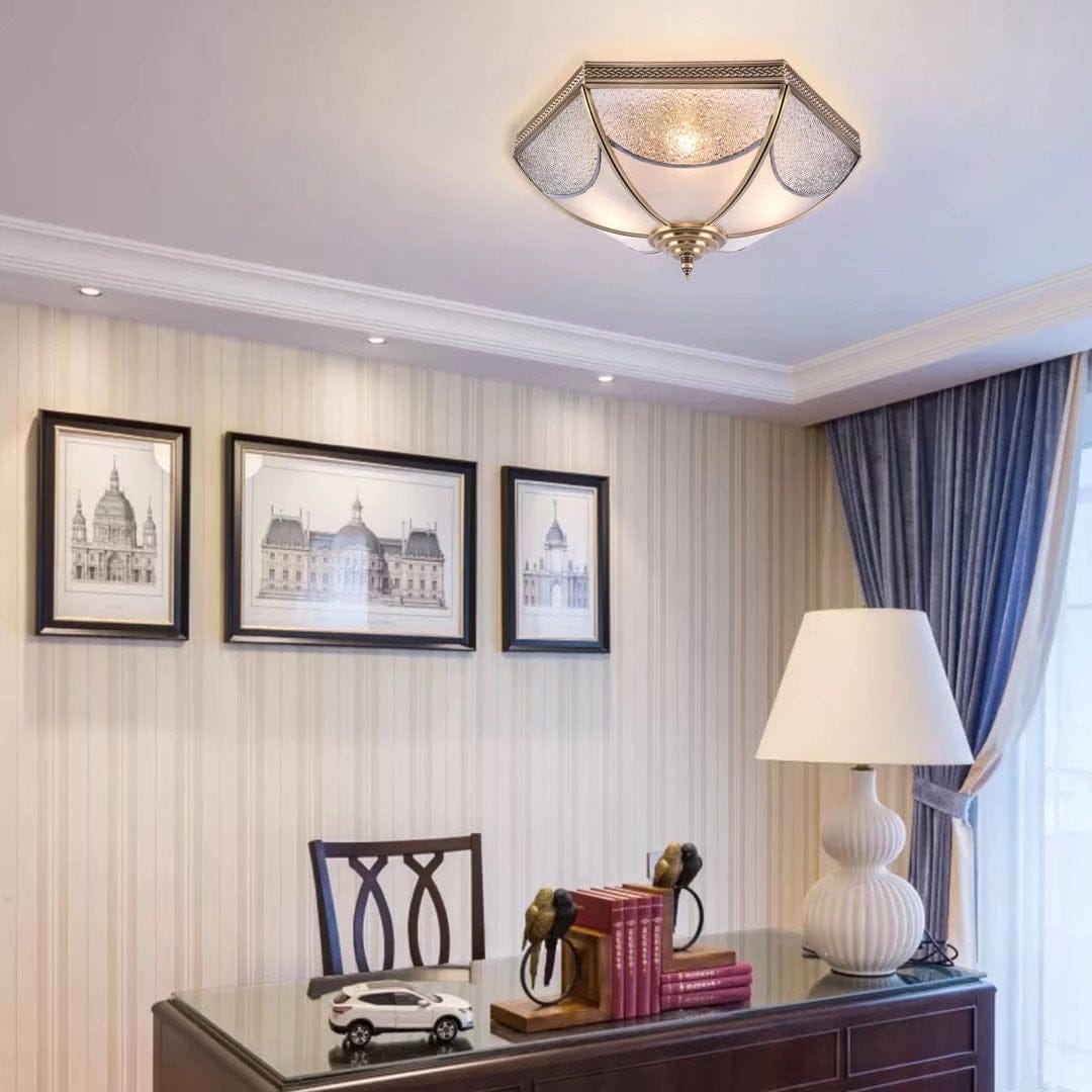 White and Gold Traditional Hexagon Ceiling Light Fixture