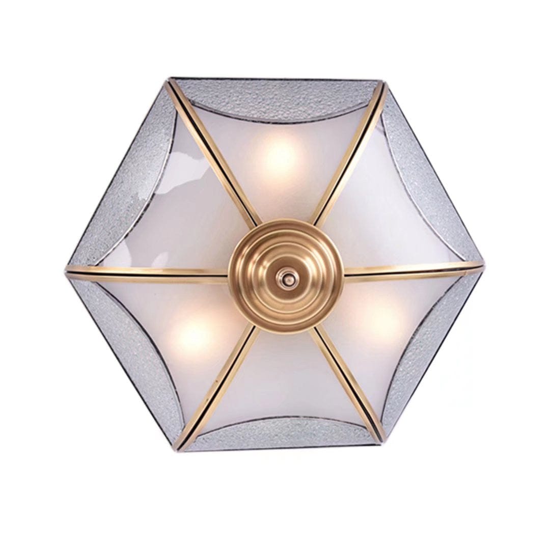 White and Gold Traditional Hexagon Ceiling Light Fixture