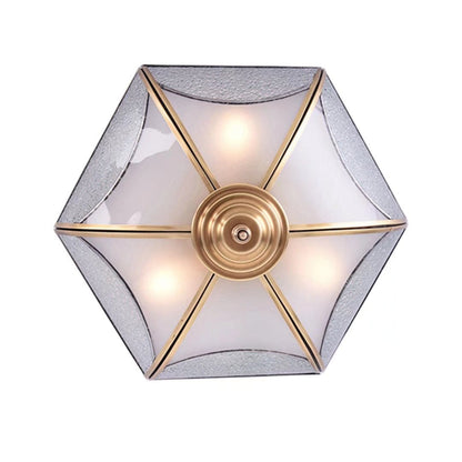 White and Gold Traditional Hexagon Ceiling Light Fixture