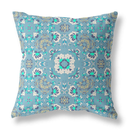 18" X 18" Light Blue Zippered Suede Geometric Throw Pillow