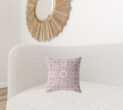 16" X 16" Muted Pink Zippered Suede Geometric Throw Pillow