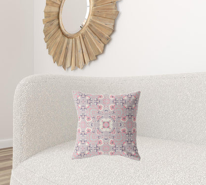 18" X 18" Muted Pink Zippered Suede Geometric Throw Pillow