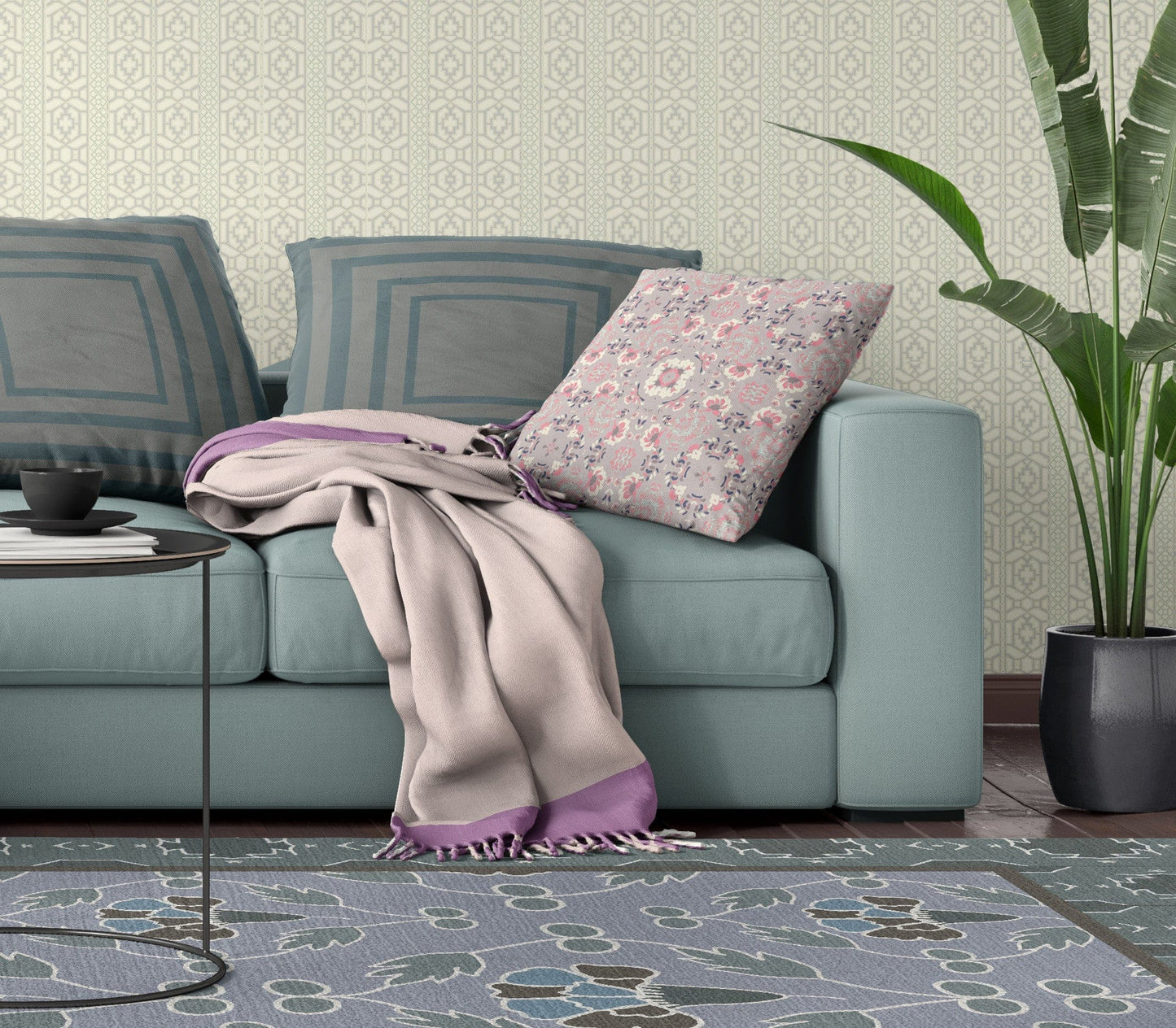 18" X 18" Muted Pink Zippered Suede Geometric Throw Pillow