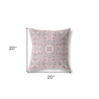 18" X 18" Muted Pink Zippered Suede Geometric Throw Pillow
