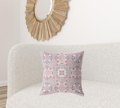 18" X 18" Muted Pink Zippered Suede Geometric Throw Pillow