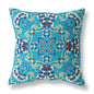 16" X 16" Blue Blown Seam Suede Geometric Throw Pillow