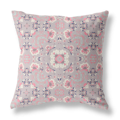 16" X 16" Muted Pink Floral Blown Seam Suede Throw Pillow