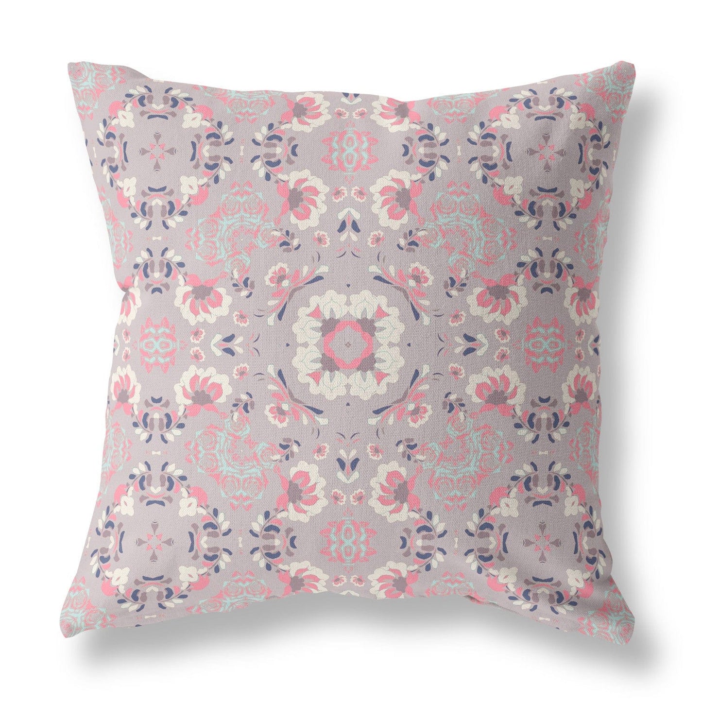 18" X 18" Muted Pink Floral Blown Seam Suede Throw Pillow