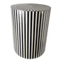 20" Mod Black And Ivory Resin Round End Table