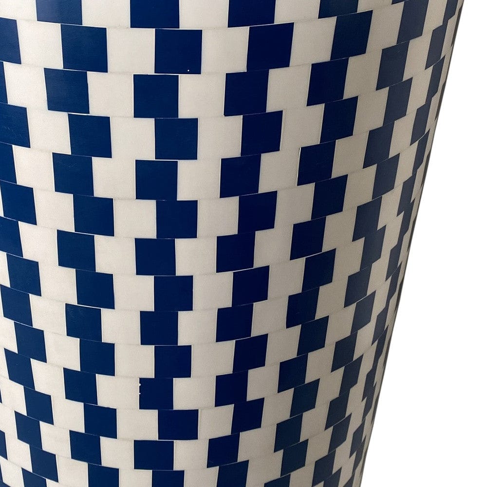 20" Mod Indigo And Ivory Resin Round End Table