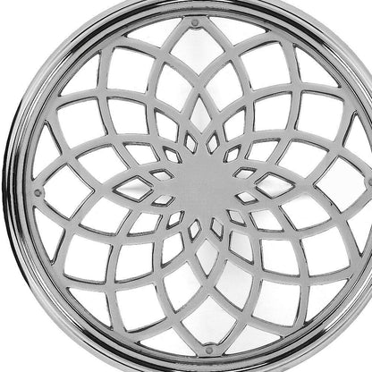 26" Silver Aluminum Open Lattice Round Top End Table