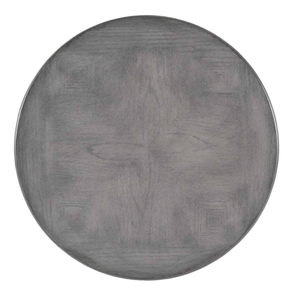 27" Grey Wood Round End Table With Three Drawers