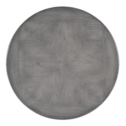 27" Grey Wood Round End Table With Three Drawers