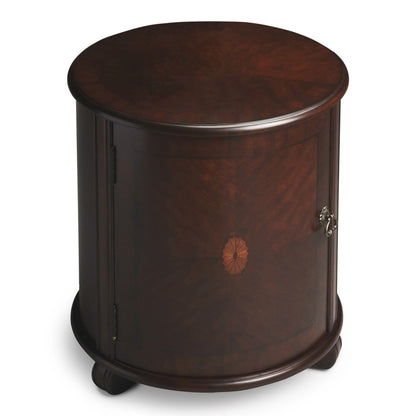 24" Dark Brown And Cherry Manufactured Wood Round End Table