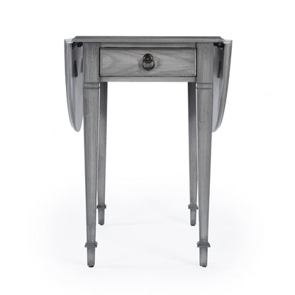 28" Grey Manufactured Wood Oval End Table With Drawer