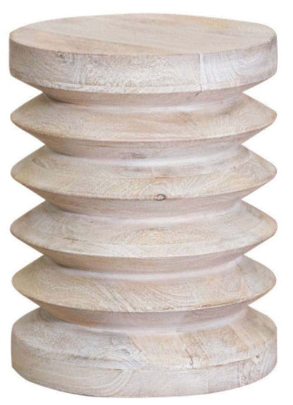 Modern Natural Mango Accordian Style Wood Side Table