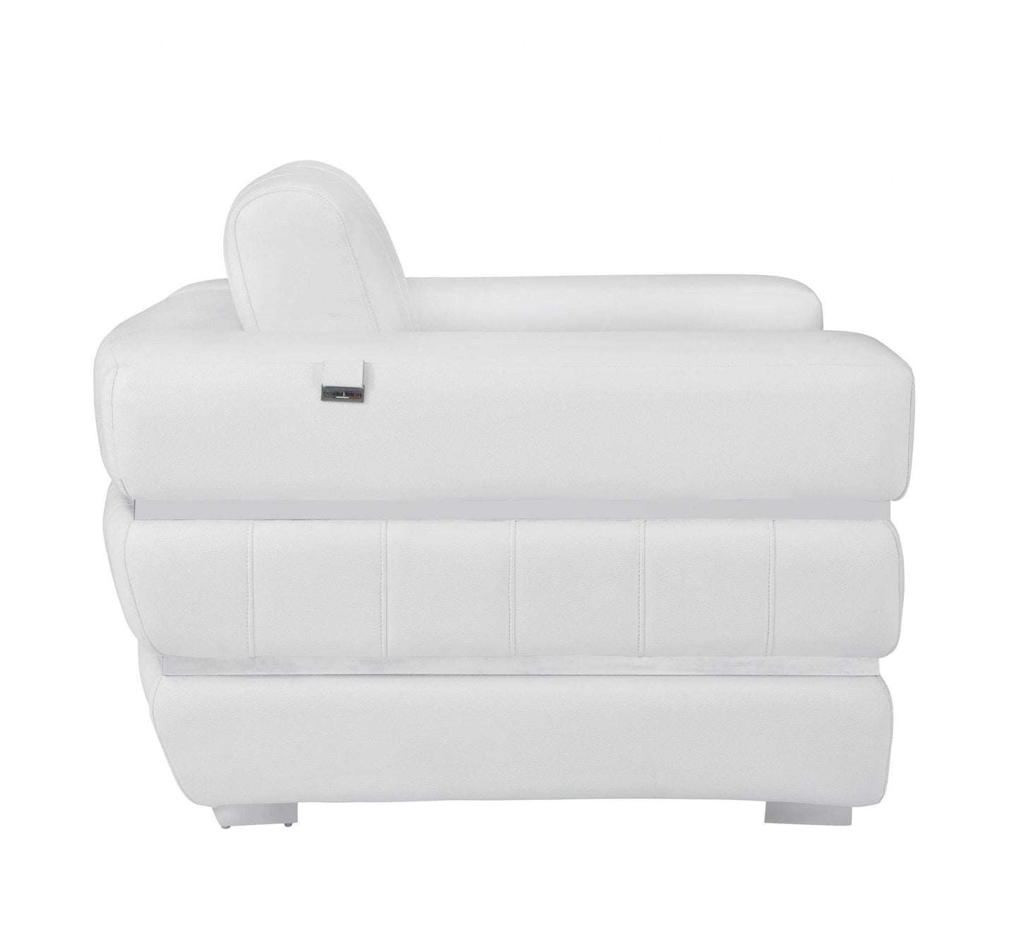 Winter White Stripe Top Grade Italian Leather Chair