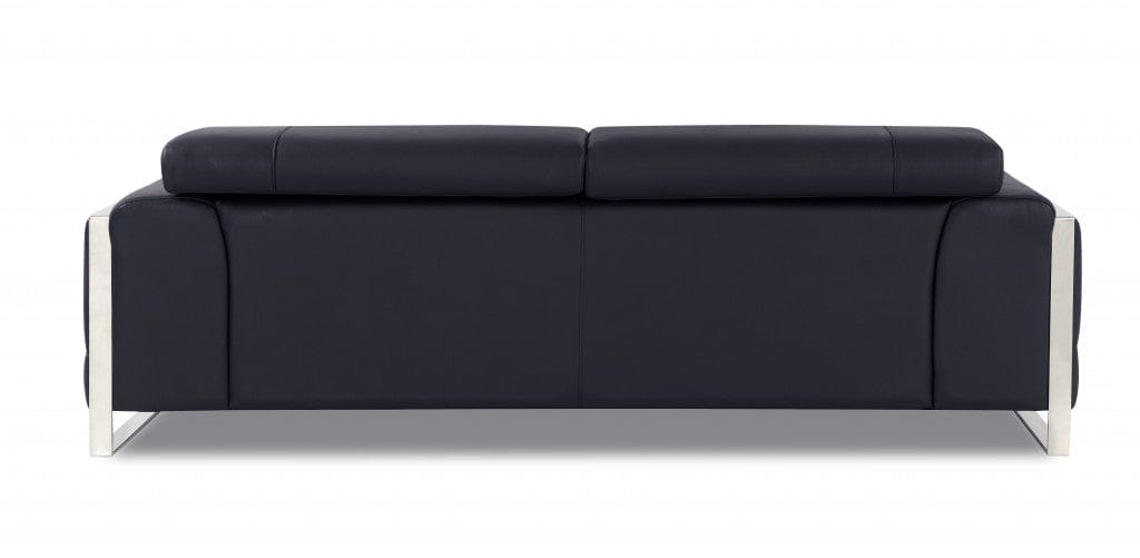89" Black and Chrome Genuine Leather Standard Sofa