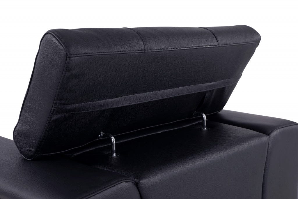 89" Black and Chrome Genuine Leather Standard Sofa