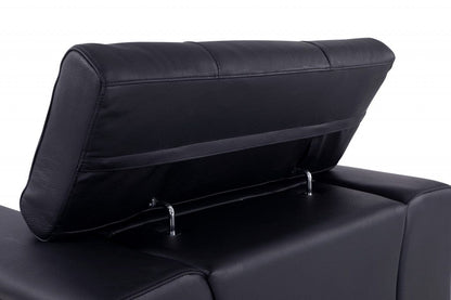 89" Black and Chrome Genuine Leather Standard Sofa