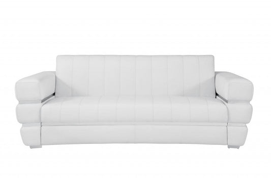 89" White Genuine Leather Standard Sofa